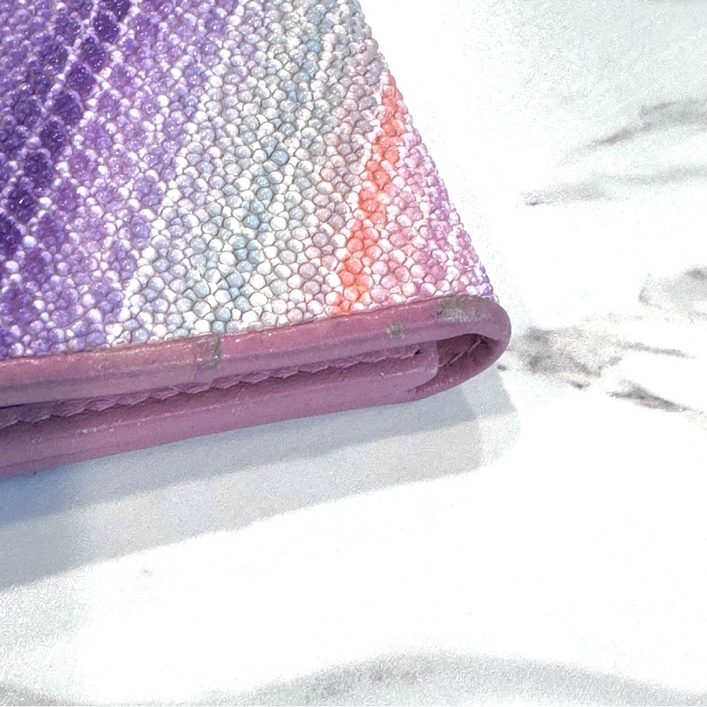 Stingray Trifold Wallet Ombre Lavender Pink Stripes Card Coin Holder - Picture 12 of 13